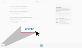 Edit application details page with the "Delete" link highlighted